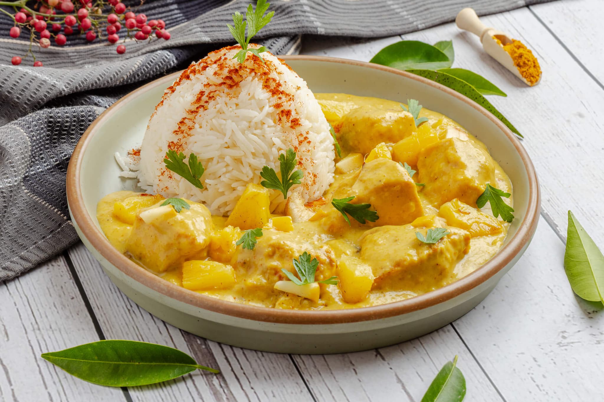 Chicken curry with rice — homemade Lebanese food by Mahabati