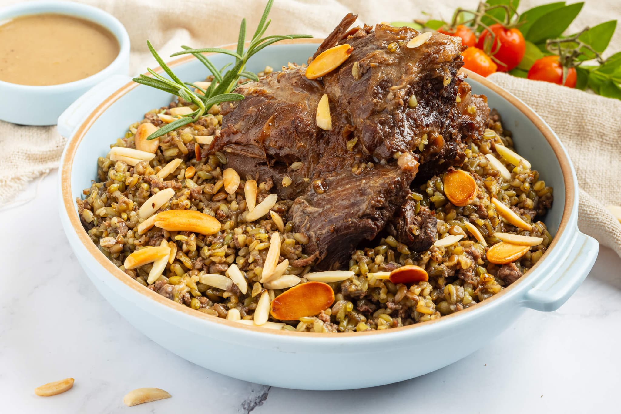 Freekeh with lahme — homemade Lebanese food by Mahabati