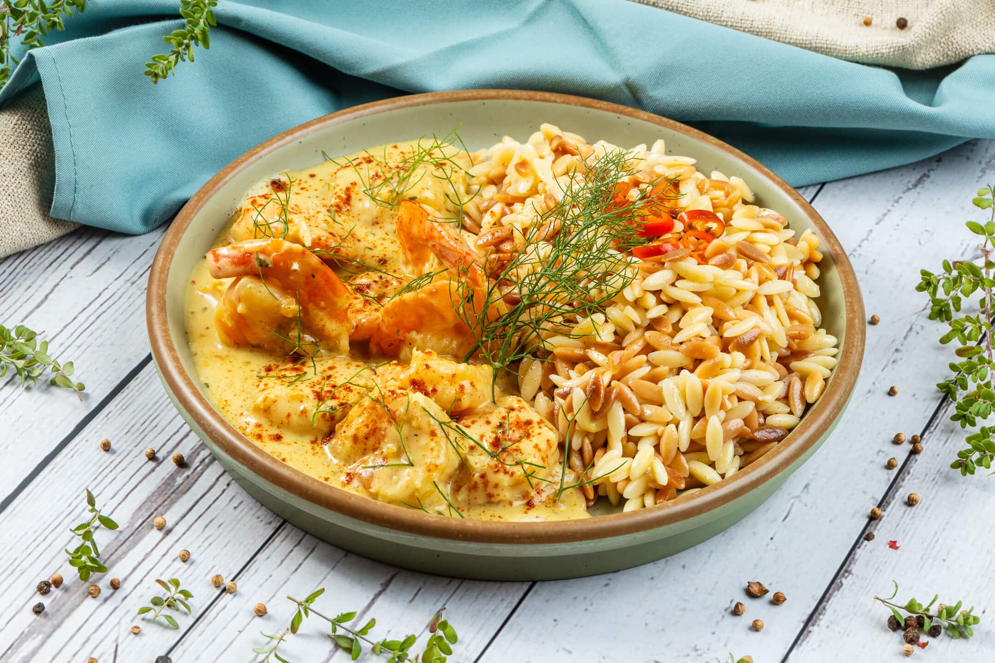 Orzo and shrimp with coconut — homemade Lebanese food by Mahabati